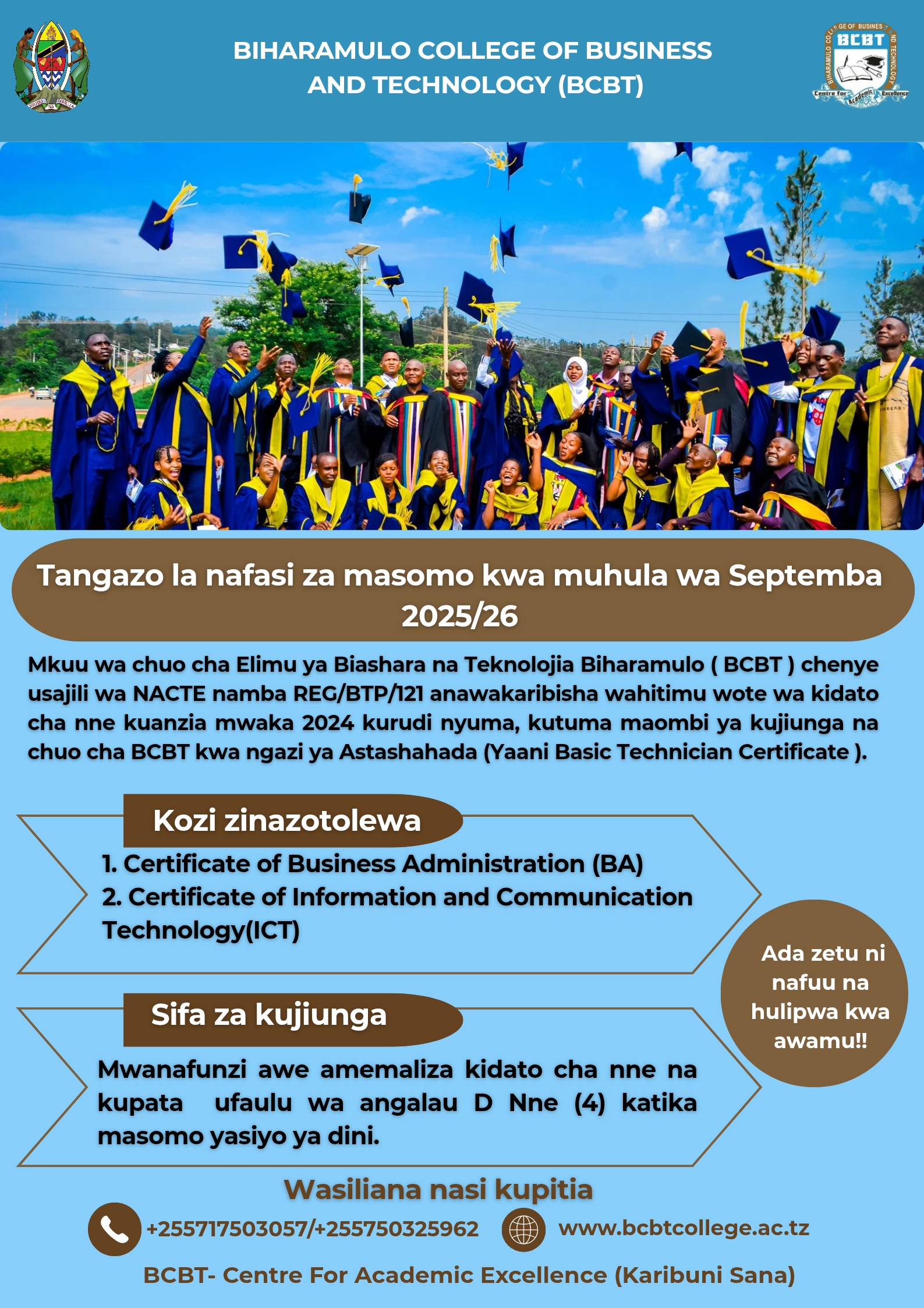 Application Window for September 2025/2026 Intake Is Now Open